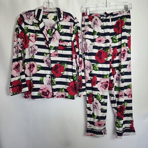 Kate Spade Dream A Little Dream Rose Striped Floral Pajama Set Small - Picture 2 of 16